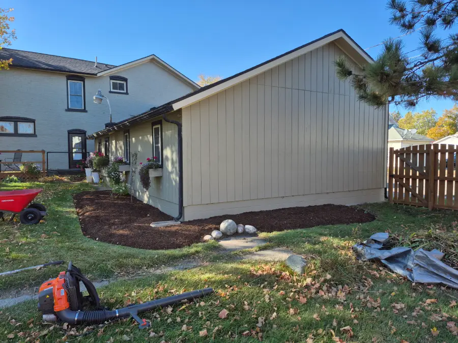 Freshly installed mulch bed in Morenci, Mi